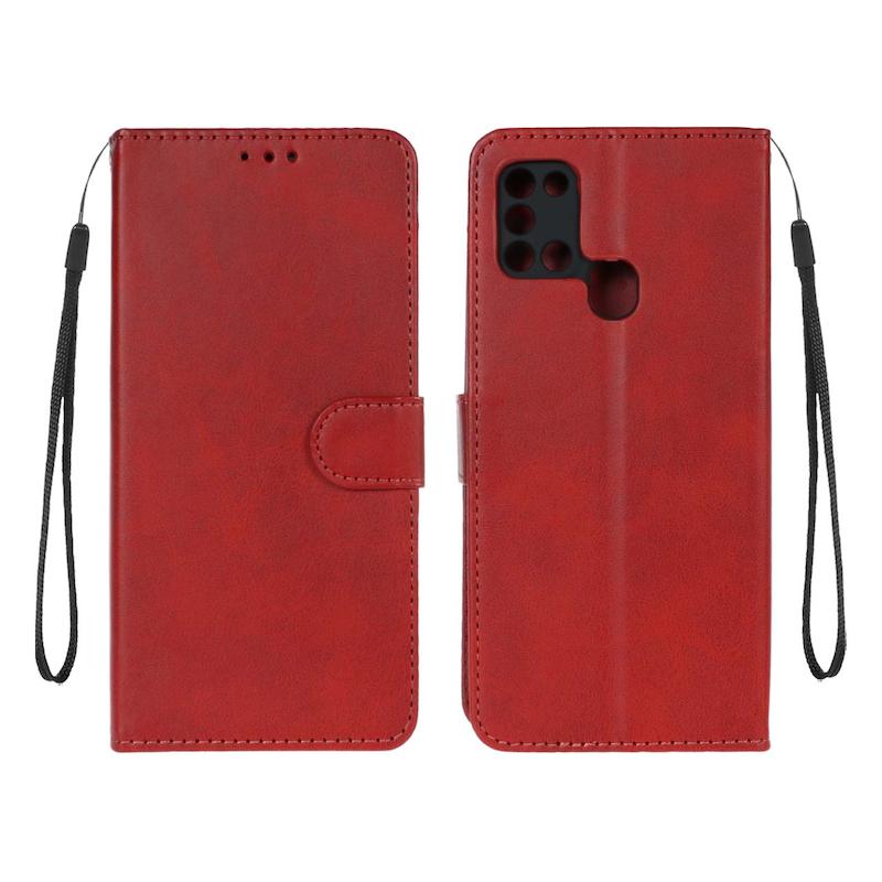 کیف گوشی Galaxy A21S سامسونگ مگنتی طرح چرم کتابی محافظ لنزدار قرمز کد 633