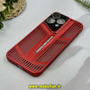 قاب گوشی iPhone 15 Pro Max آیفون اورجینال PROTECTIVE CASE سری CAR DESIGN محافظ لنز دار شیشه ای قرمز کد 27599