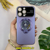 قاب گوشی iPhone 15 Pro Max آیفون اورجینال رینگی مگ سیف اسپینردار Camera Lens Hard محافظ لنزدار شیشه ای استندشو بنفش کد 27632