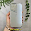 قاب گوشی iPhone 15 Pro Max آیفون مدل PVD اورجینال ضد خش پشت گلس CREAVITE محافظ لنز دار شیشه ای نقره ای کد 27640