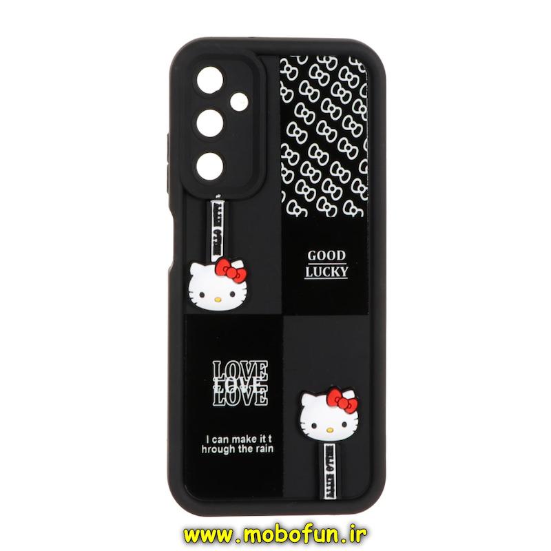 قاب گوشی Galaxy A05S سامسونگ طرح سیلیکونی Solid عروسکی برجسته محافظ لنزدار طرح کیتی KITTY مشکی کد 27670