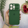 قاب گوشی iPhone 13 Pro آیفون سیلیکونی اورجینال پاک کنی Auto Focus درجه یک زیربسته محافظ لنز دار شیشه ای سبز تیره کد 28214