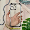 قاب گوشی iPhone 13 Pro Max آیفون طرح پشت طلق شیشه ای شفاف کپسولی اورجینال برند Unique Case محافظ لنزدار مشکی کد 28230