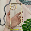 قاب گوشی iPhone 13 Pro Max آیفون طرح پشت طلق شیشه ای شفاف کپسولی اورجینال برند Unique Case محافظ لنزدار طلایی کد 28232