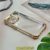 قاب گوشی iPhone 14 Pro آیفون طرح پشت طلق شیشه ای شفاف کپسولی اورجینال برند Unique Case محافظ لنزدار طلایی کد 28234