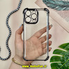قاب گوشی iPhone 14 Pro Max آیفون طرح پشت طلق شیشه ای شفاف کپسولی اورجینال برند Unique Case محافظ لنزدار مشکی کد 28237