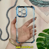 قاب گوشی iPhone 15 Pro Max آیفون طرح پشت طلق شیشه ای شفاف کپسولی اورجینال برند Unique Case محافظ لنزدار آبی کد 28239
