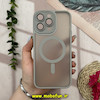 قاب گوشی iPhone 14 Pro Max آیفون پشت مات اورجینال MagCase مگ سیف دار دور سیلیکونی محافظ لنز دار شیشه ای خاکستری کد 28250