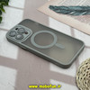 قاب گوشی iPhone 14 Pro Max آیفون پشت مات اورجینال MagCase مگ سیف دار دور سیلیکونی محافظ لنز دار شیشه ای خاکستری کد 28250