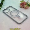 قاب گوشی iPhone 12 Pro Max آیفون اورجینال متال کیس Metal فلزی طرح پشت طلق شفاف مگ سیف دار دور سیلیکونی آبی فیلی کد 28259