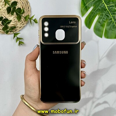 قاب گوشی Galaxy A20 - Galaxy A30 سامسونگ طرح ژله ای مای کیس گلد لاین اورجینال Camera Lens دور طلایی محافظ لنز دار مشکی کد 28294