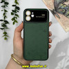قاب گوشی iPhone 12 آیفون اورجینال چرمی Camera Lens Hard محافظ لنزدار شیشه ای LV سبز تیره کد 28298