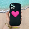 قاب گوشی iPhone 12 Pro Max آیفون سیلیکونی قلبی صورتی محافظ لنز دار مشکی کد 28312