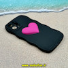 قاب گوشی iPhone 12 Pro Max آیفون سیلیکونی قلبی صورتی محافظ لنز دار مشکی کد 28312