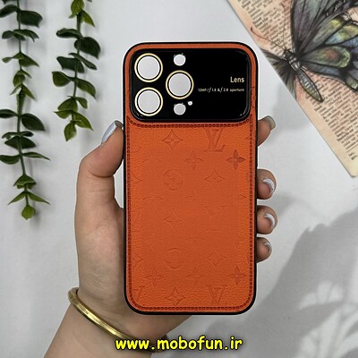 قاب گوشی iPhone 13 Pro آیفون اورجینال چرمی Camera Lens Hard محافظ لنزدار شیشه ای LV قهوه ای کد 28320