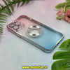 قاب گوشی iPhone 13 Pro Max آیفون الکتروپلیتینگ اورجینال محافظ لنزدار شیشه ای آبی صورتی کد 28335