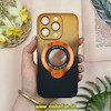 قاب گوشی iPhone 14 Pro آیفون اورجینال هولدر دار محافظ لنزدار شیشه ای مشکی عسلی کد 28338