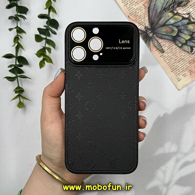 قاب گوشی iPhone 14 Pro Max آیفون اورجینال چرمی Camera Lens Hard محافظ لنزدار شیشه ای LV مشکی کد 28341