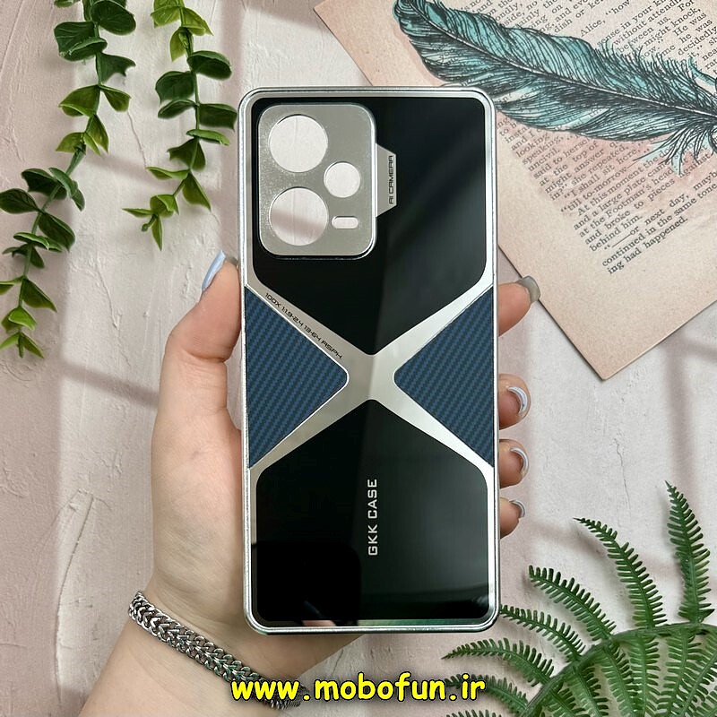 قاب گوشی Redmi Note 12 Pro Plus شیائومی اورجینال لاکچری دیزاین عنکبوتی GKK CASE کرومی آینه ای محافظ لنزدار مشکی سرمه ای کد 28392