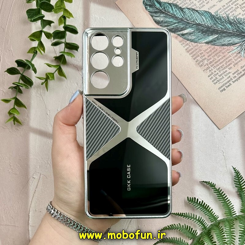 قاب گوشی Galaxy S21 Ultra سامسونگ اورجینال لاکچری دیزاین عنکبوتی GKK CASE کرومی آینه ای محافظ لنزدار مشکی خاکستری کد 28404