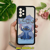 قاب گوشی Galaxy A32 4G سامسونگ طرح سیلیکونی Solid چرمی کبریتی محافظ لنزدار طرح استیج STITCH مشکی کد 28453