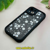 قاب گوشی iPhone 15 آیفون طرح سیلیکونی Solid چرمی کبریتی محافظ لنزدار طرح گل بابونه مشکی کد 28482