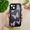 قاب گوشی iPhone 15 آیفون طرح سیلیکونی Solid چرمی کبریتی محافظ لنزدار طرح پروانه لاکچری LUXURY مشکی کد 28485