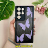 قاب گوشی Galaxy S23 Ultra سامسونگ طرح سیلیکونی Solid چرمی کبریتی محافظ لنزدار طرح پروانه لاکچری LUXURY مشکی کد 28536