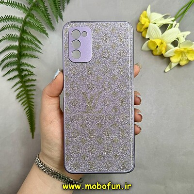 قاب گوشی Galaxy A02S - Galaxy A03S سامسونگ اکلیلی سواروسکی LV محافظ لنز دار بنفش کد 28659