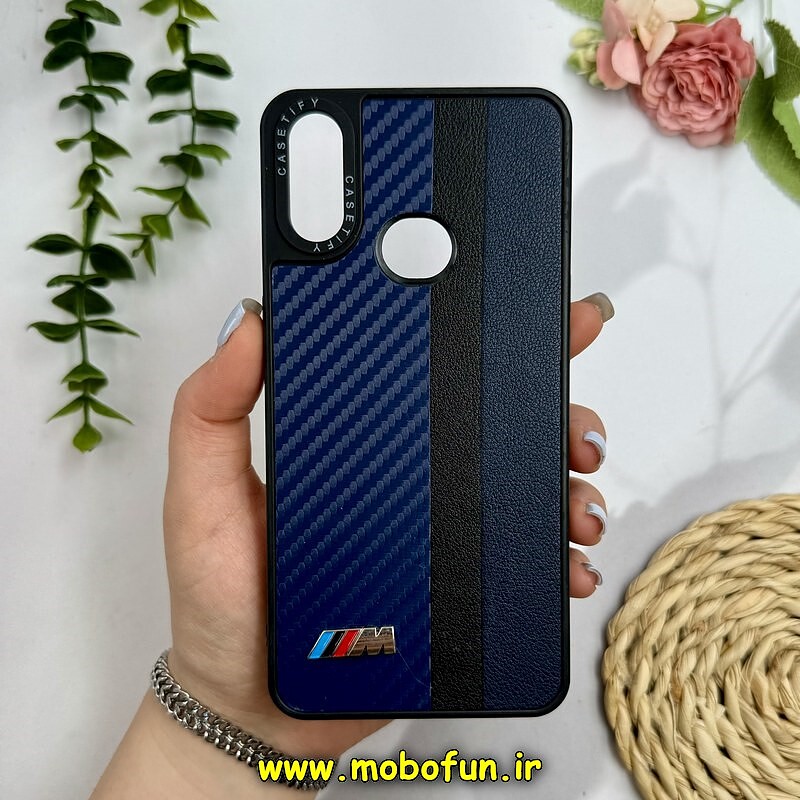 قاب گوشی Galaxy A10S سامسونگ پشت چرمی CASETIFY مات طرح اسپرت کربنی سرمه ای کد 28752