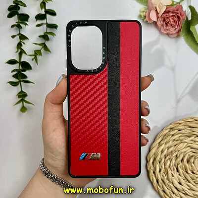 قاب گوشی Poco F5 شیائومی پشت چرمی CASETIFY مات طرح اسپرت کربنی قرمز کد 28817