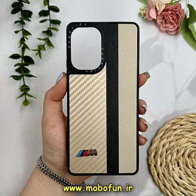 قاب گوشی Poco F5 شیائومی پشت چرمی CASETIFY مات طرح اسپرت کربنی طلایی کد 28818