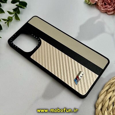 قاب گوشی Poco F5 شیائومی پشت چرمی CASETIFY مات طرح اسپرت کربنی طلایی کد 28818