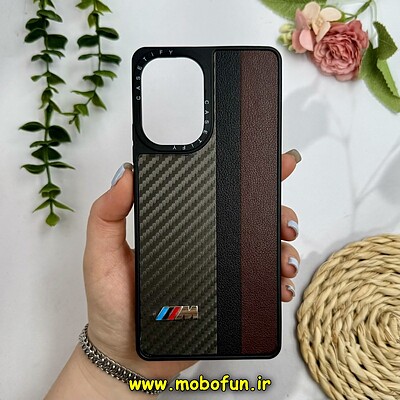 قاب گوشی Poco F5 شیائومی پشت چرمی CASETIFY مات طرح اسپرت کربنی قهوه ای کد 28820