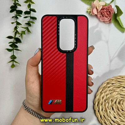 قاب گوشی Redmi Note 8 Pro شیائومی پشت چرمی CASETIFY مات طرح اسپرت کربنی قرمز کد 28845