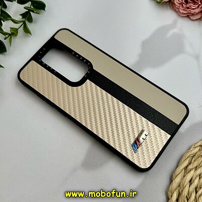 قاب گوشی Redmi Note 8 Pro شیائومی پشت چرمی CASETIFY مات طرح اسپرت کربنی طلایی کد 28846