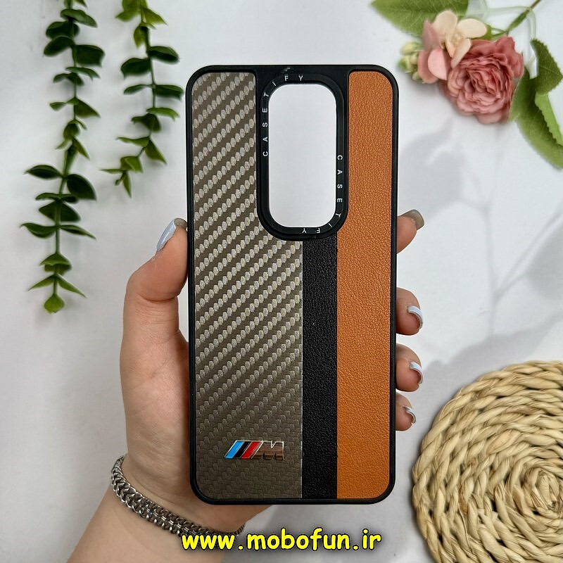 قاب گوشی Redmi Note 8 Pro شیائومی پشت چرمی CASETIFY مات طرح اسپرت کربنی نسکافه ای کد 28848