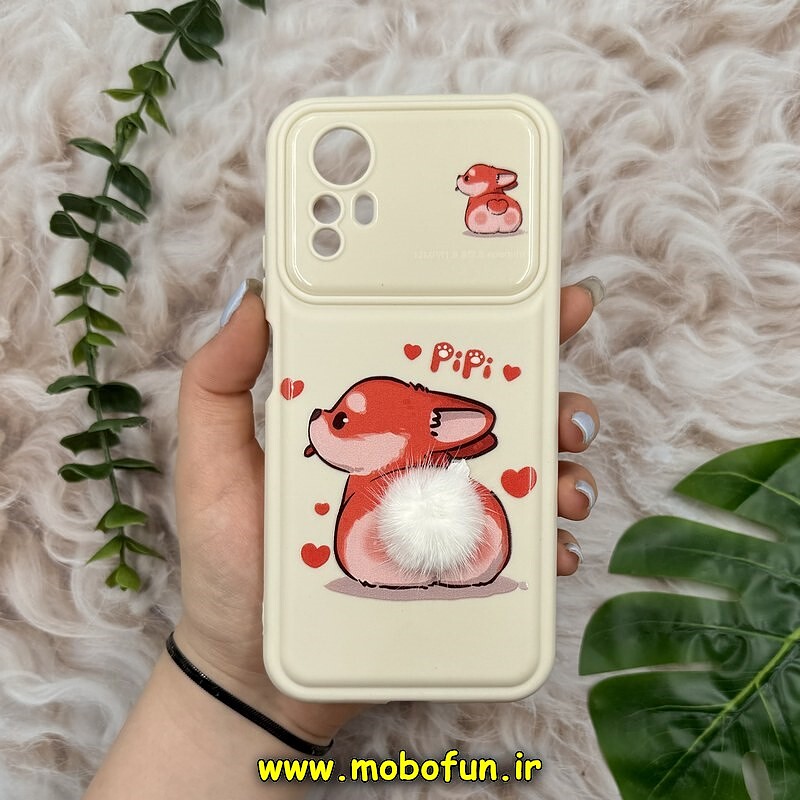 قاب گوشی Redmi Note 12S شیائومی عروسکی ژله ای پافر بالشتی دم پشمالو محافظ لنزدار طرح خرگوش کد 15024