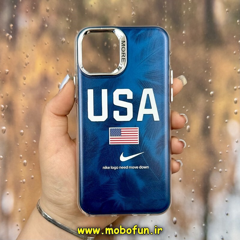 قاب گوشی iPhone 11 Pro آیفون اورجینال فانتزی سخت MORE لیزری کرومی طرح USA کد 29019