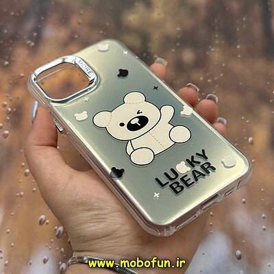 قاب گوشی iPhone 11 Pro آیفون اورجینال فانتزی سخت MORE لیزری کرومی طرح خرسی LUCKY BEAR کد 29022