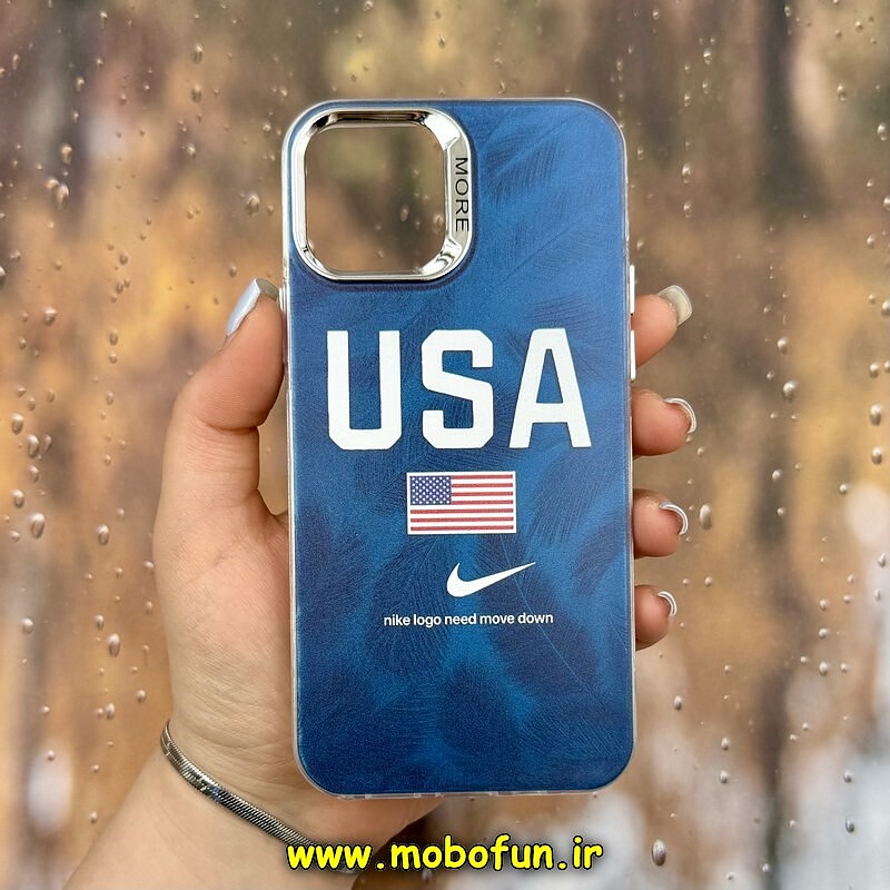 قاب گوشی iPhone 12 - iPhone 12 Pro آیفون اورجینال فانتزی سخت MORE لیزری کرومی طرح USA کد 29032