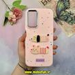 قاب گوشی Galaxy A05S سامسونگ سیلیکونی فانتزی برجسته لنز کرومی لاکچری طرح گربه سگ Good Luck صورتی کد 15076