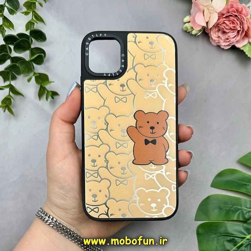 قاب گوشی iPhone 11 آیفون پشت گلس آینه ای اورجینال CASETIFY طرح تدی کد 15294