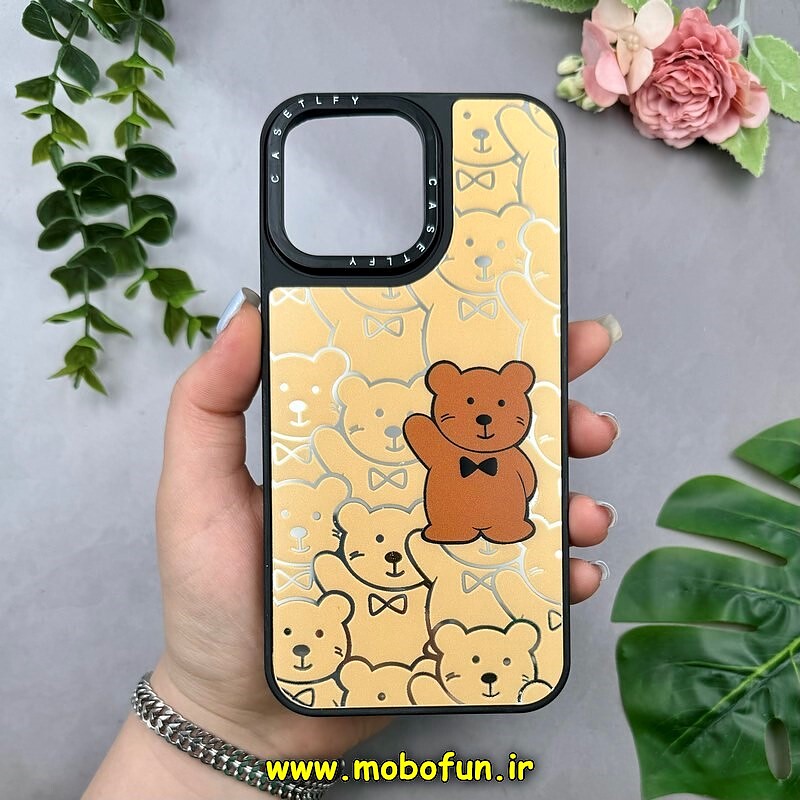 قاب گوشی iPhone 14 Pro Max آیفون پشت گلس آینه ای اورجینال CASETIFY طرح تدی کد 15295