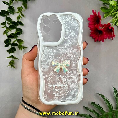 قاب گوشی Galaxy S21 FE سامسونگ ماربل لاکچری بالشتی ژله ای محافظ لنزدار طرح پاپیون کد 15856