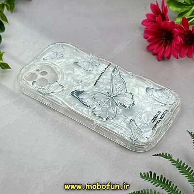 قاب گوشی iPhone 11 آیفون ماربل لاکچری بالشتی ژله ای محافظ لنزدار طرح پروانه کد 15813