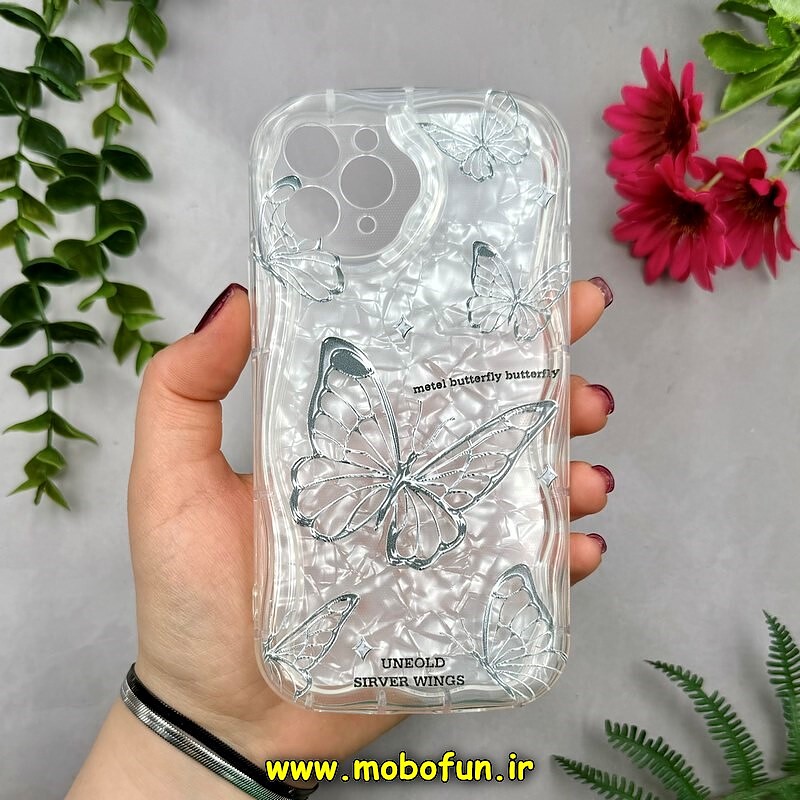 قاب گوشی iPhone 11 Pro آیفون ماربل لاکچری بالشتی ژله ای محافظ لنزدار طرح پروانه کد 15815