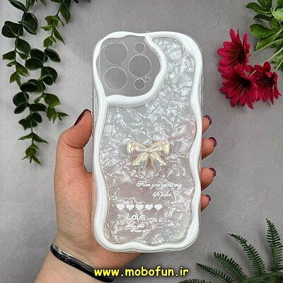 قاب گوشی iPhone 15 Pro Max آیفون ماربل لاکچری بالشتی ژله ای محافظ لنزدار طرح پاپیون کد 15825