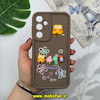 قاب گوشی Galaxy A35 سامسونگ طرح سیلیکونی Solid عروسکی برجسته محافظ لنزدار طرح خانواده باب اسفنجی قهوه ای کد 15395