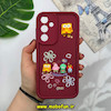 قاب گوشی Galaxy A35 سامسونگ طرح سیلیکونی Solid عروسکی برجسته محافظ لنزدار طرح خانواده باب اسفنجی زرشکی کد 15397